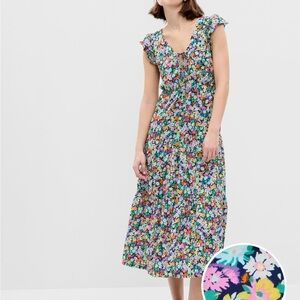 Gap Flutter Sleeve Maxi Dress In Ditsy Floral